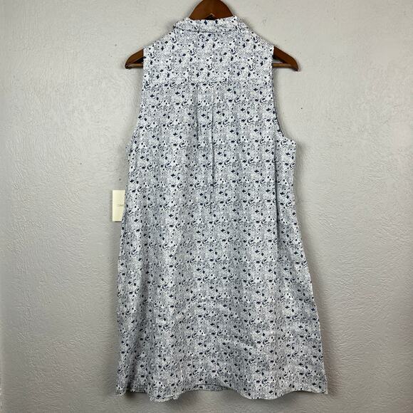 NEW! Cynthia Rowley Linen Dress Micro Mod Floral Print - L - Picture 3 of 5